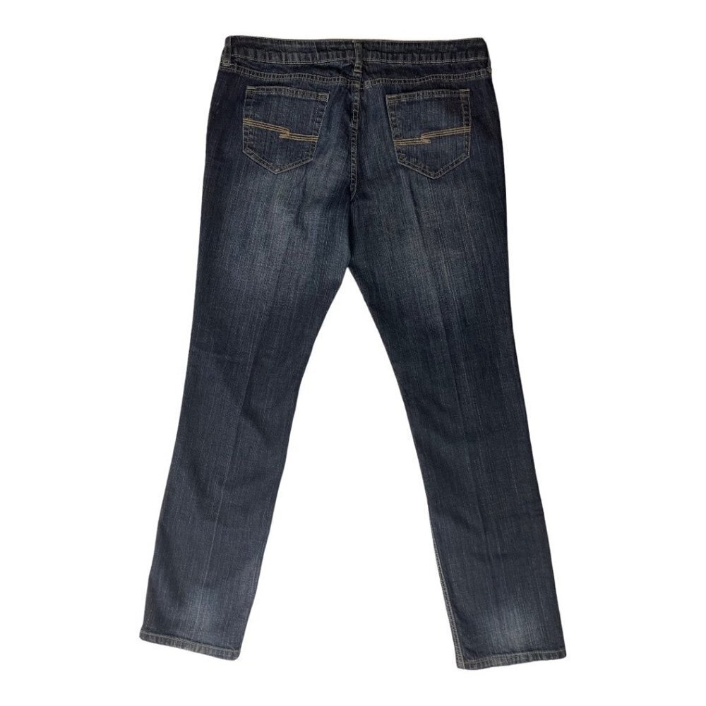 ARIZONA Mid-Rise Dark Jeans Juniors 15 Average Straight Leg Stretch‎ Lt Distress - Picture 10 of 13